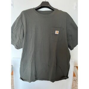 Carhartt T-Shirt Mens XL Green Loose Fit Pocket‎ Logo Heavyweight K87 306